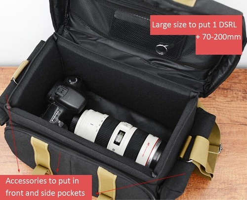 Vintage Waterproof Camera Travel Shoulder Bag Insert For DSLR Canon Nikon Sony - Picture 16 of 18