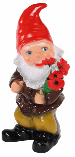 Enano de Jardín Decoración Figura Enano Con Ramo de Plástico H 45 CM - Imagen 1 de 5