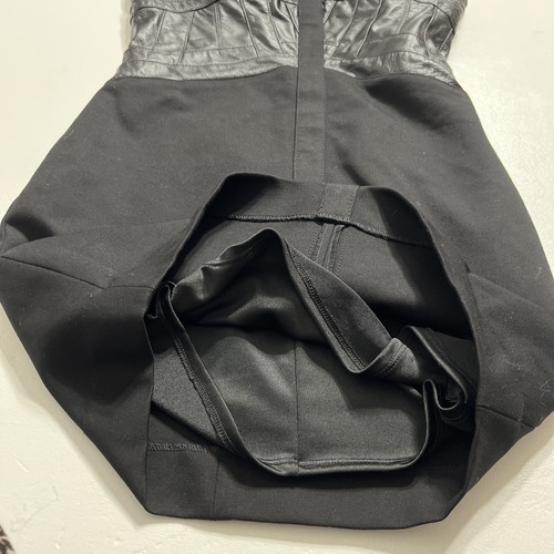 Vtg Bebe Black Leather Banded Halter Mini Dress Stretch Sz 6 Goth Bodycon Womens - Picture 9 of 22