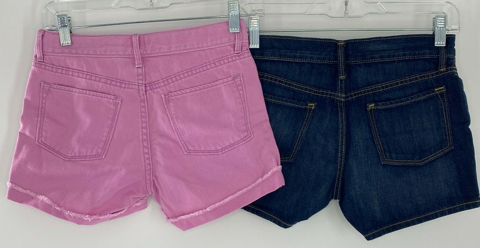 2-PC Old Navy Jean Mini-Shorty Pink Shorts Distressed Adjustable Denim Girls 10 image 2