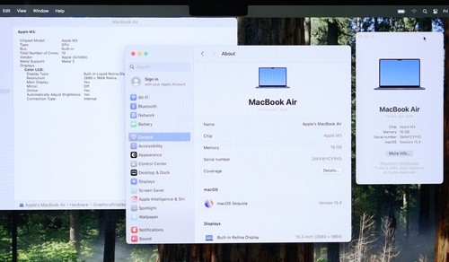 Apple MacBook Air M3 8-Core 16GB 512GB 15" MXD43LL/A Midnight (Used) - Afbeelding 3 van 16