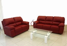 divano divani imbottito 2 posti + 3 posti in ecopelle pelle salotto italiano