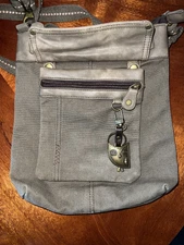 Chala Crossbody Purse Olive Canvas With Owl Charm 10x12”