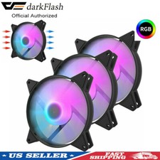 3Pack Black Frame 120mm RGB LED PC Computer Case Cooling Fan Quiet Colorful