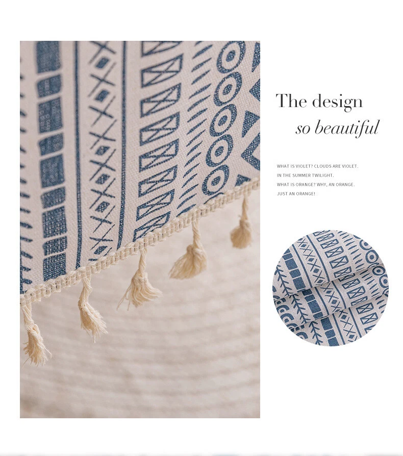 Printed Cotton Linen Tablecloth with Tassels – Boho Tribal Dining Cover - Image 4 of 4