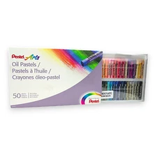 Pentel Arts Oil Pastels - 50 Sticks 49 Colors - Long lasting & Fade Resistant