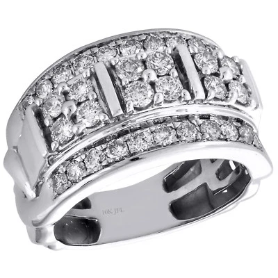 10K White Gold Round Diamond Domed Mens Statement Pinky Ring Wedding Band 2 CT - Image 1 of 4