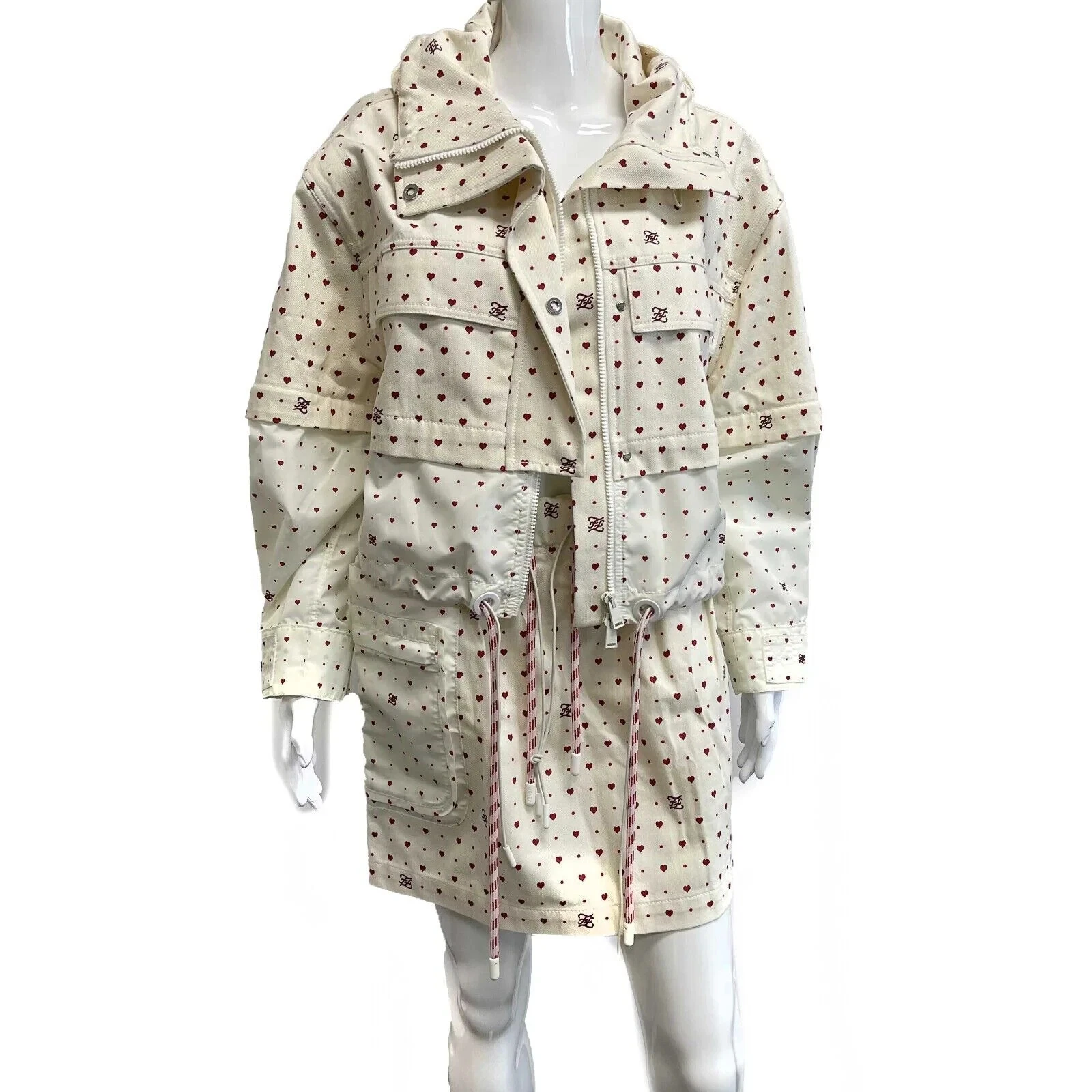 Set denim cuore Fendi Gonna Fendi Forever avorio nuovo con etichette 38 US 2 44 US 8