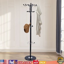 Freestanding Metal Hall Tree Coat Rack Hat Stand Clothes Hanger Corner Base NEW