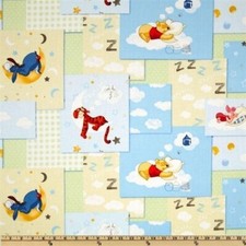 BTY Winnie the Pooh Cotton Fabric Bear Tigger Roo Piglet Sleepy Sweet Dream Yard