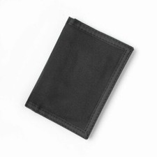 Unisex Adults Childrens Plain Black Tri Fold Wallet Money Card Holder Brand New
