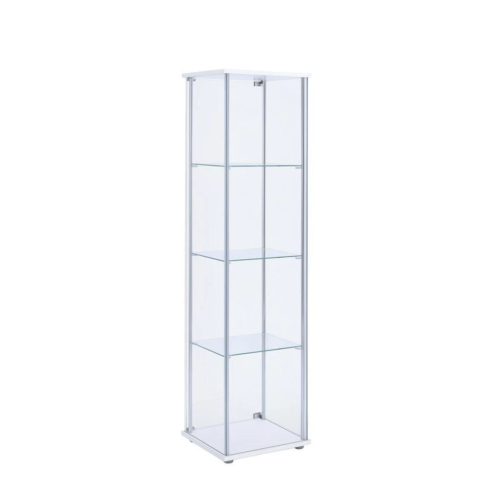 Шкаф витринный Bellatrix 4 полки прозрачное стекло белый - Изображение 4 из 4