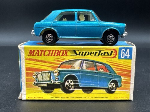 Vintage Lesney Matchbox Superfast #64 BLUE MG 1100 Original Box COMPLETE many ++ - Picture 3 of 8