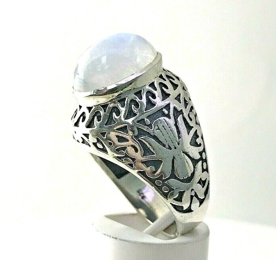 Sterling Silver Moonstone Statement Ring Oval Cab… - image 8