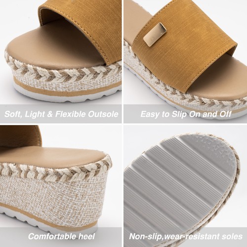 Women's Wedge Sandals Slip On Slides Ladies Retro Platform Indoor&Outdoor - Bild 16 von 72