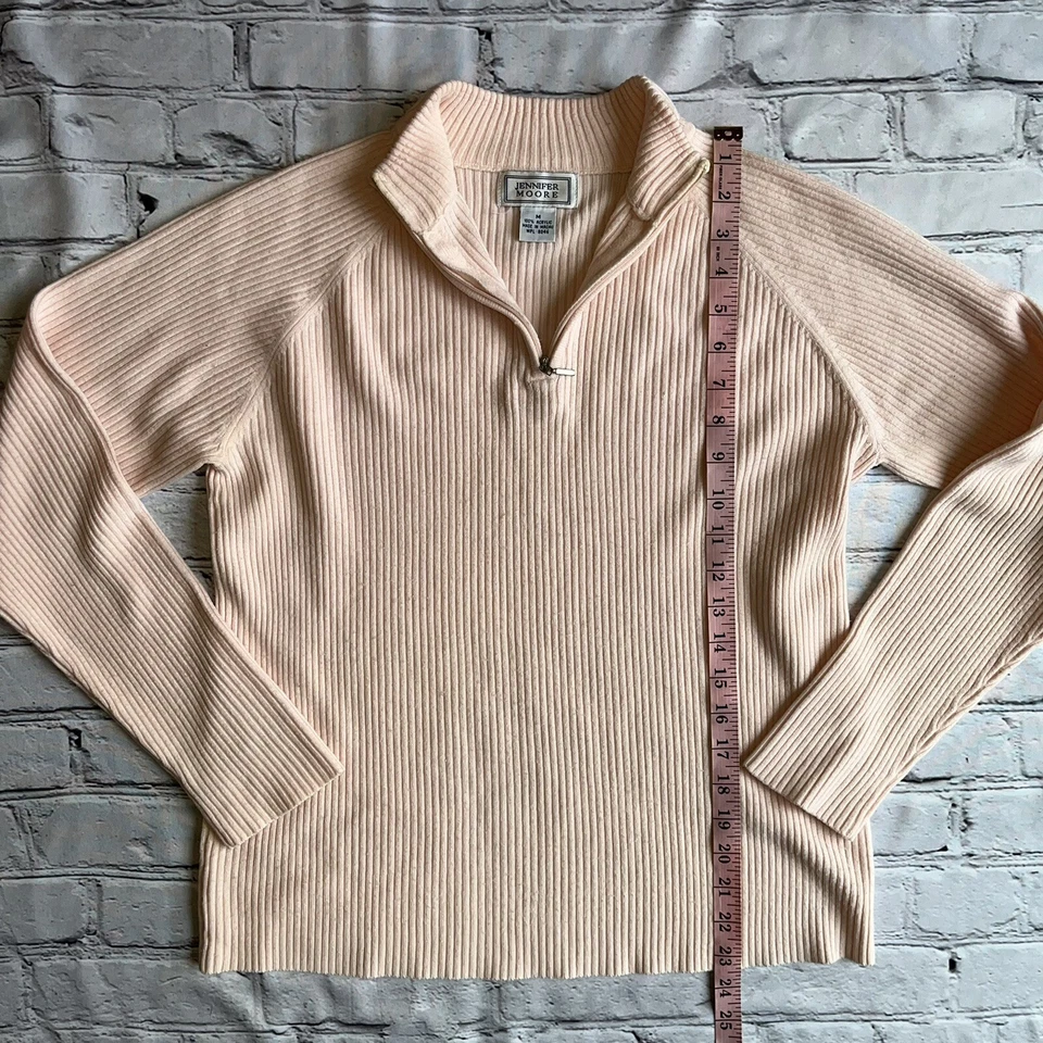 VTG Y2K Jennifer Moore Medium Knit Pink Sweater 1/4 Zip Pastel - Image 2 of 4