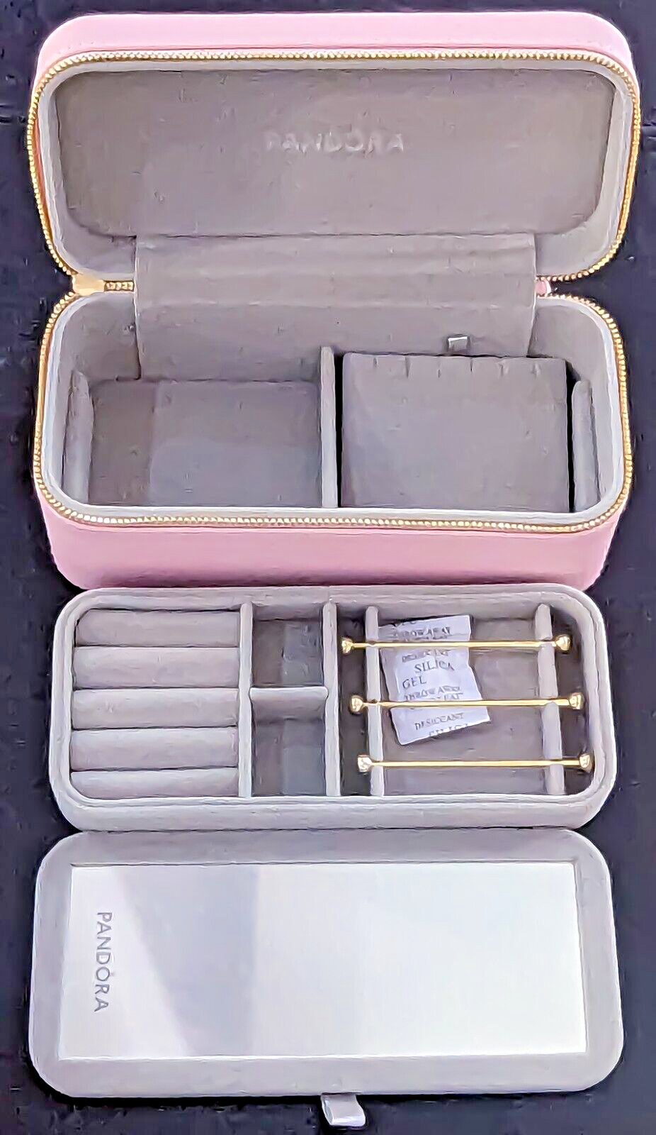 New PANDORA brand Pink Ring Charm Bracelet Organize Storage Portable