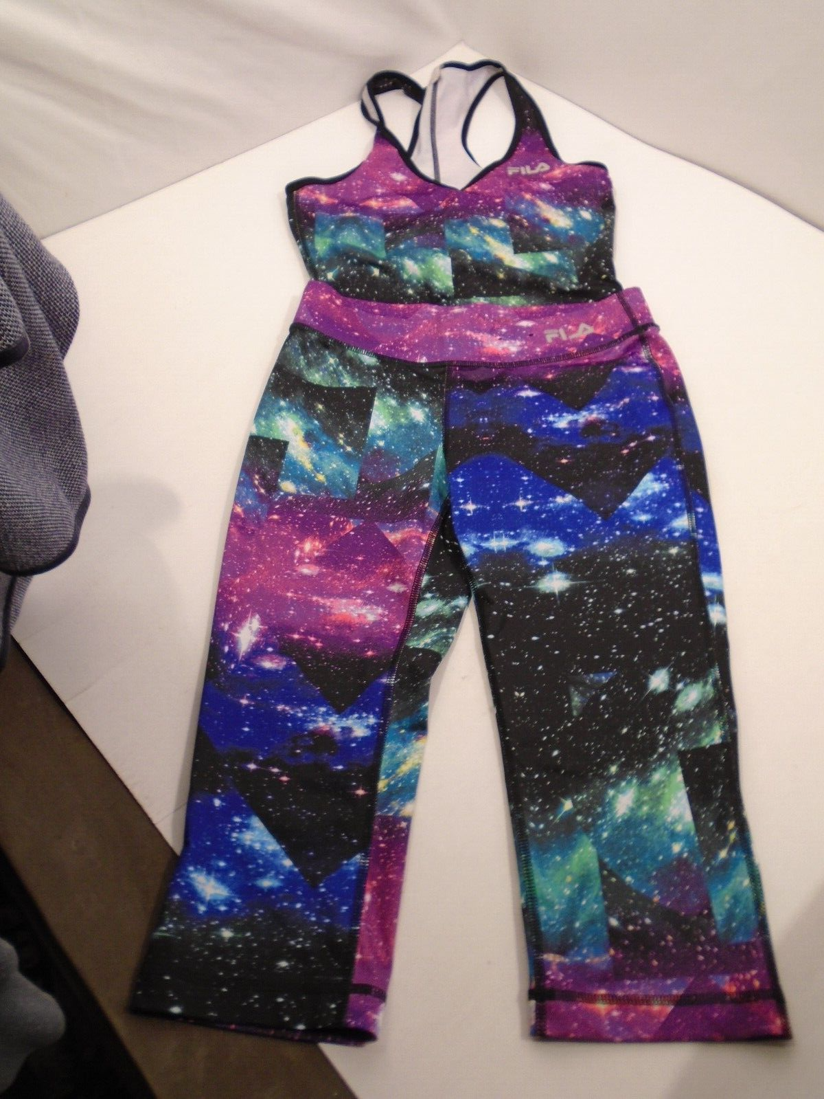 Set serbatoio e leggings Fila Sport taglia XS stretch multicolore viola nero blu