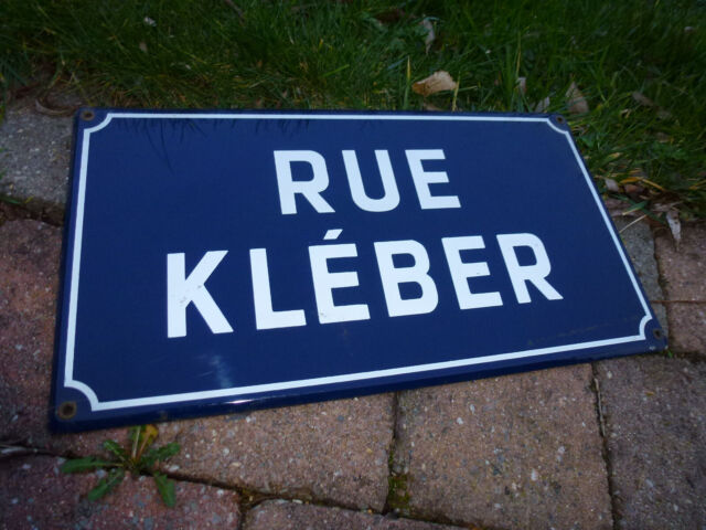 Old French enamel plaque plate street sign road Rue KLEBER