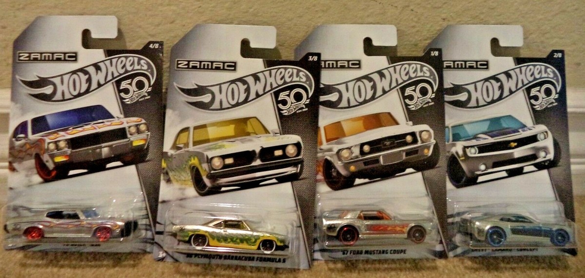 HOT WHEELS 50TH ANNIVERSARY ZAMAC SET OF 8 CAMARO MUSTANG CONCEPT