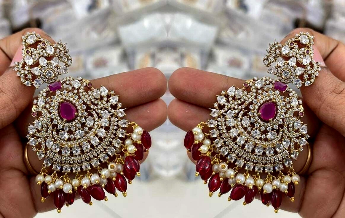 J13158W AD White Stones Jewellery Screwback Jimikky Earrings Latest South  Indian Designs Shop Online | White stone jewelry, Stone jewelry, White stone