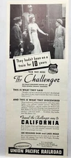 1937 Union Pacific Railroad The Challenger Train Print Ad Man Cave Poster Art