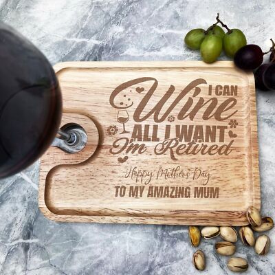 Amazing Mum all I Want Muttertag personalisiertes Geschenk Weinhalter Knabbel Tablett