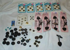 VINTAGE BUTTONS AND TOGGLE CLASP TABS LOT SOLD AS IS