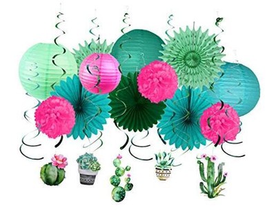 Summer Party Decoration llama party Hanging Cactus Swirls Cactus Paper Decor
