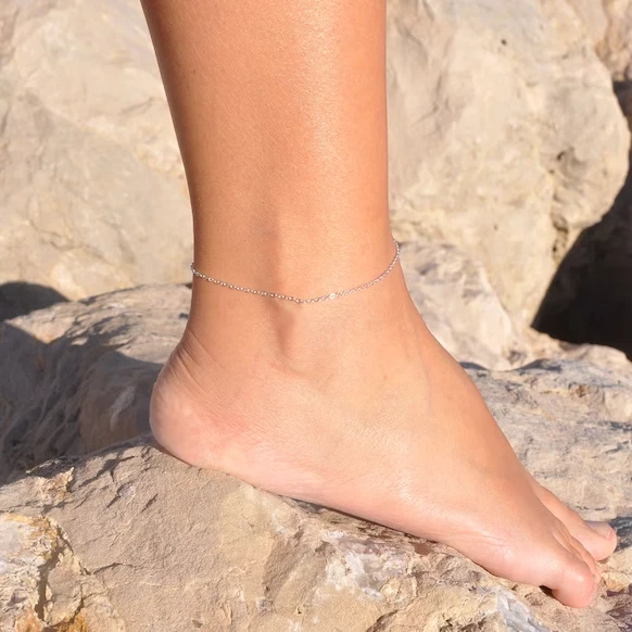 Cavigliera a catena 2mm in ACCIAIO INOX argento Regolabile Uomo e Donna da mare - Immagine 2 di 4