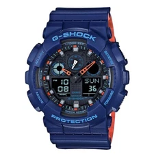 New Casio G-Shock GA100L-2A Men's Analog Digital X Large Blue / Orange Watch
