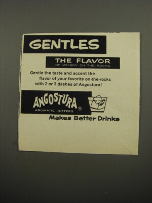 1955 Angostura Aromatic Bitters Ad - Gentles the Flavor of whisky on-the-rocks