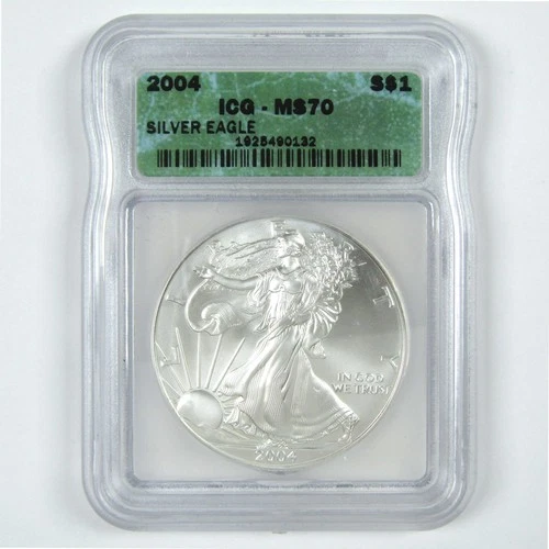 2004 American Silver Eagle MS 70 ICG $1 Uncirculated Coin SKU:CPC8032