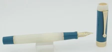 Jinhao 100 Centennial White & Teal w/Gold Trim Fountain Pen - Fine Nib - New