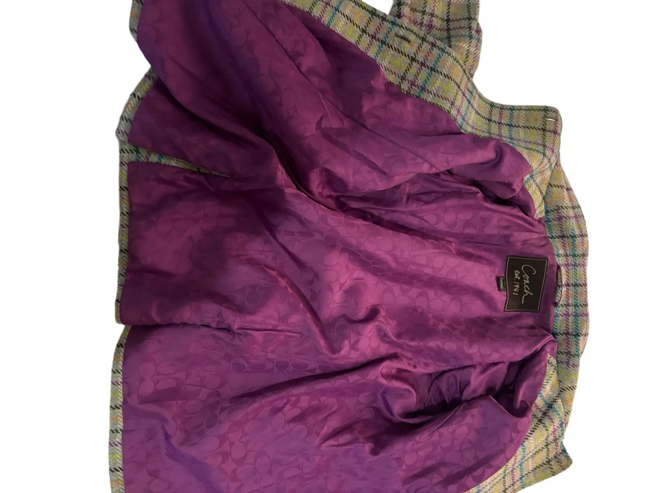 Abrigo Tattersall Vintage Coach Para Mujer Multicolor Lana a Cuadros Talla XL Foto 3 de 4
