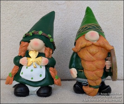 2 NEW St Patrick's Day IRISH GNOME LEPRECHAUN NORDIC VIKING MR & MRS FIGURES