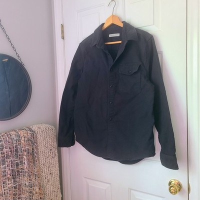 Outerknown Organic Cotton Heavy Flannel Shirt Sz M Black Outdoors Casual Basic