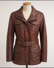 Lederjacke mit Gürtel | Gr. 46 | Vintage Led...