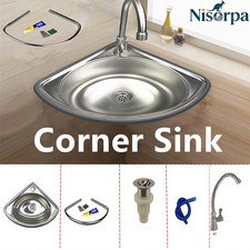 Corner Sink Bathroom Laundry Restaurant Sink Single Bowl with Drainer Unit Tap