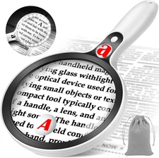 Large Magnifying Glass with Lights,10X 25X 45X Handheld Lighted Magnifier, 5.5In