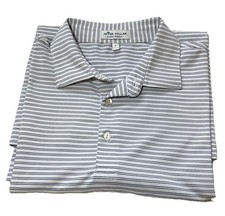 Peter Millar Summer Comfort Polo Shirt Men  s Large White Blue Striped Golf