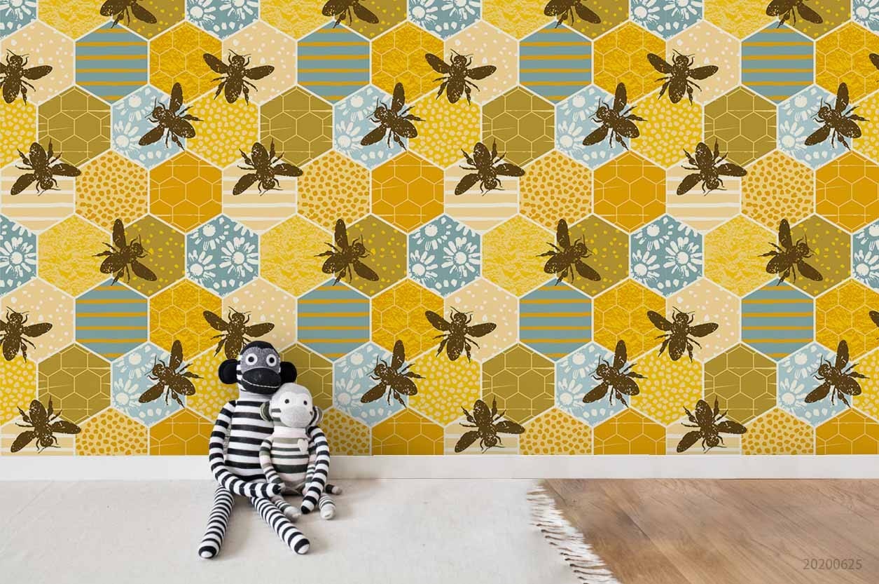 3D Bee Honeycomb Pattern Wall Murals Wallpaper Murals Wall Sticker