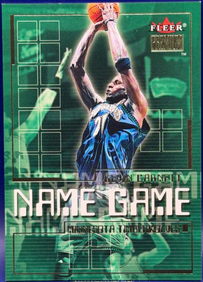 2000-01 Fleer Premium Name Game Kevin Garnett #15 NG Timberwolves HOF Insert