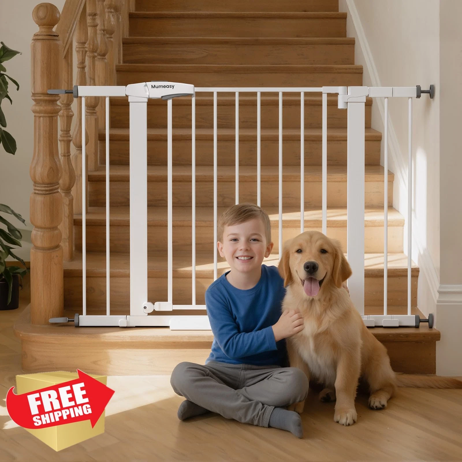 Mumeasy Baby Gate 26-40"W 28"H Auto Close White
