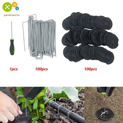 101 Pack 6'' Landscape Staples Garden Stakes Galvanized Sod Staples And Gasket