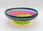 Vintage Murano Rainbow Glass Bowl Signed