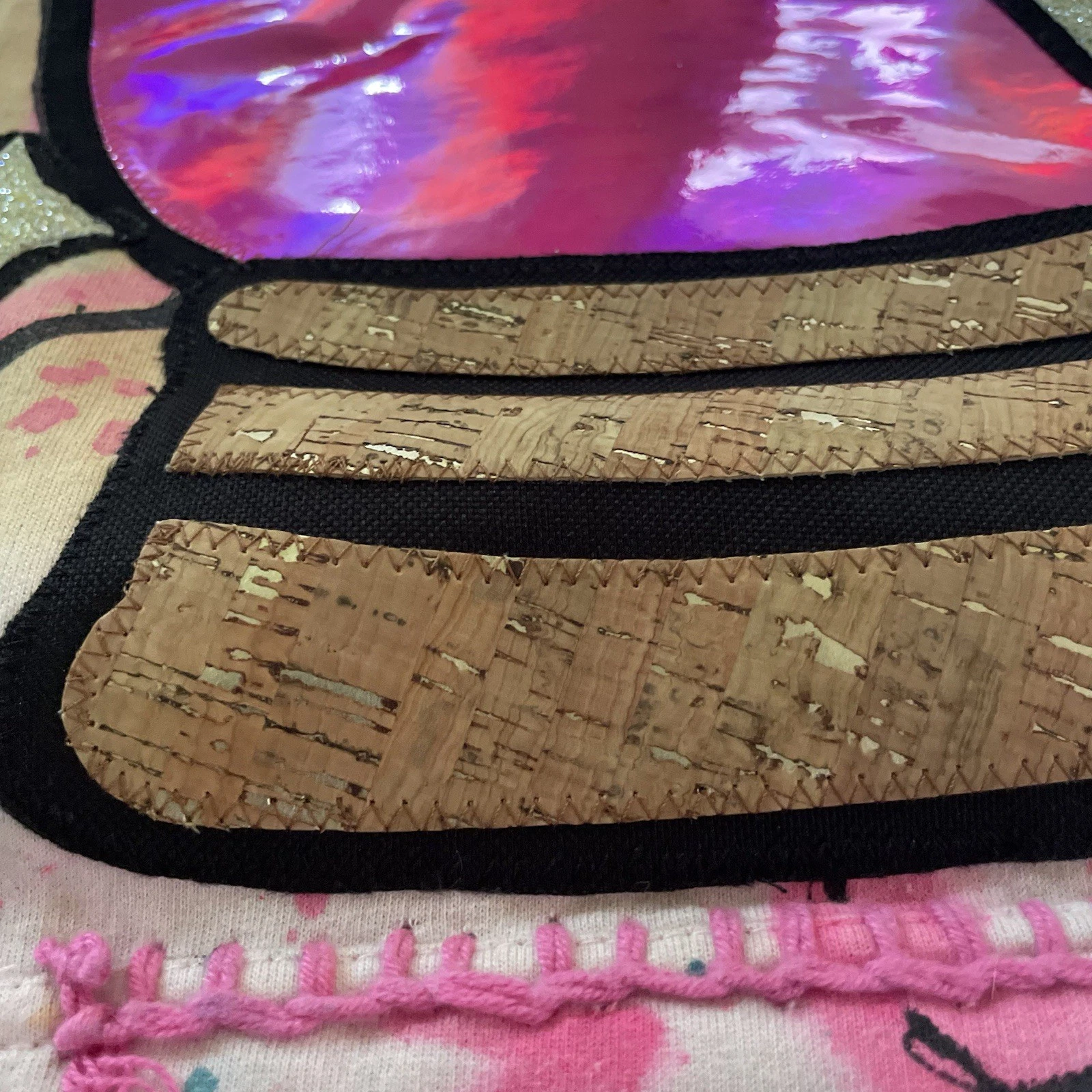 Custom Hand Painted Graffiti Hoodie Mens Medium Pink Crystal Ball Streetwear image 4