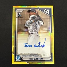 JOSE CASTRO 2024 BOWMAN CHROME 1ST YELLOW REFRACTOR AUTO /75