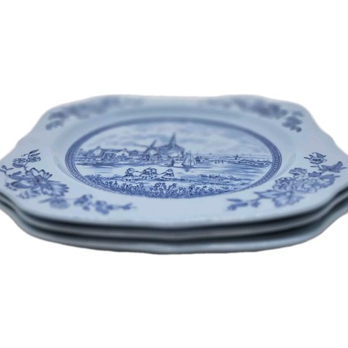 Johnson Brothers Tulip Time piatti da insalata quadrati sfondo blu 7,5" set di 3 ottime condizioni - Foto 11 di 11
