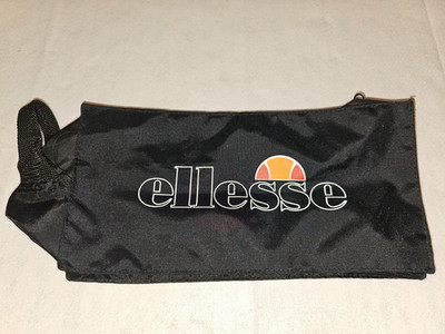 Ellesse Black Nylon Zip Pouch Travel 13'' Foldable Logo Case